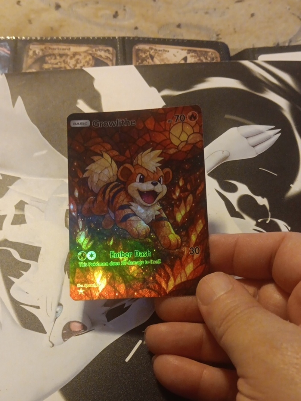 Growlithe Holographic Trading Card - Orange/Gold